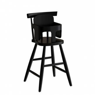 B&oslash;rnestol Enkel 3172, sortbejdset massiv birk med b&oslash;jle, siddeh&oslash;jde 520mm