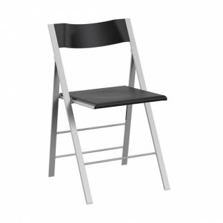 Klapstol Mini sort med alugr&aring; stoleben, 2-pak