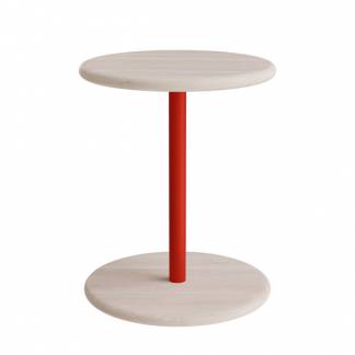 Taburet Donut 7301T, hvidpigmenteret ask, rødt understel