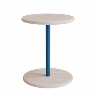 Taburet Donut 7301T, hvidpigmenteret ask, blåt understel