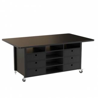 Studiebord Snickaren, 2000x1200 mm H&oslash;jde 900 mm, sortbejdset