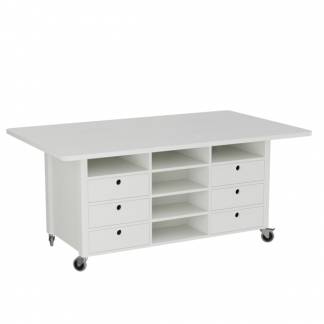 Studiebord Snickaren, 2000x1200 mm Højde 900 mm, hvidbejdset