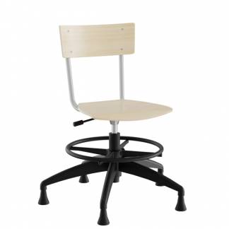 Stol Strong 113, birk laminat med alugr&aring;t stel, glidesko og fodring