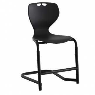 Stol Tarris, sort s&aelig;de med sorte ben og fodst&oslash;tte