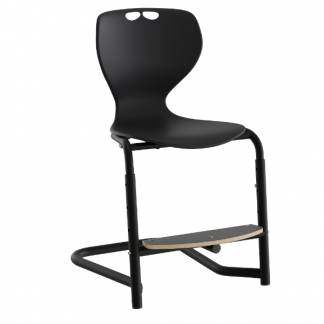 Stol Tarris, sort s&aelig;de med sorte ben og fodplade